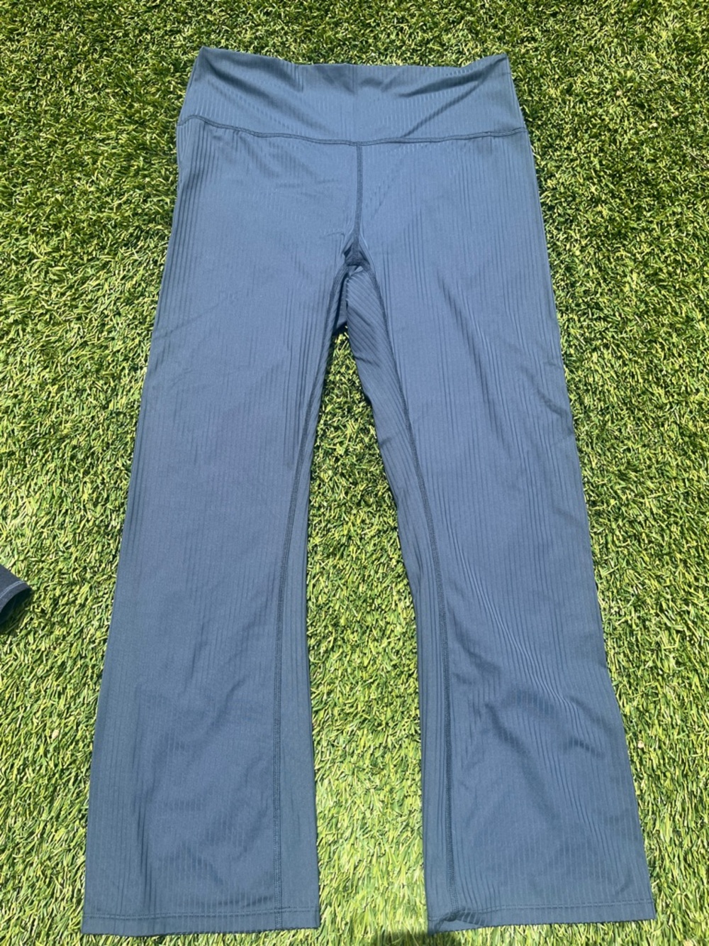 Prana Ribbed High-Waist Flare Cropped Leggings - Slate Blue